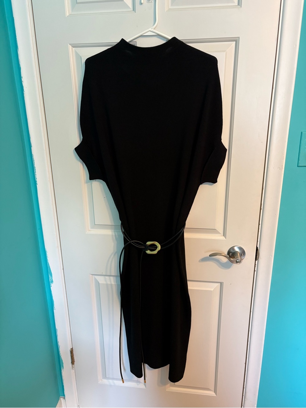 Zara Black Maxi Knit Dress with Gold-Accent Belt